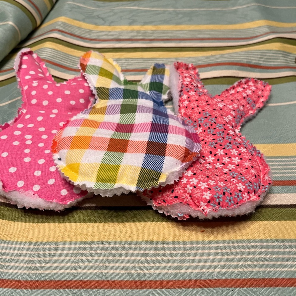 Handmade Pink Bunny coasters Trio - Decorative Kitchen Linens